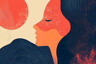 梦幻女性侧脸与抽象元素