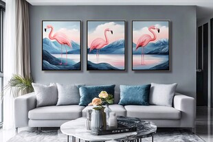 火烈鸟挂画装饰现代客厅