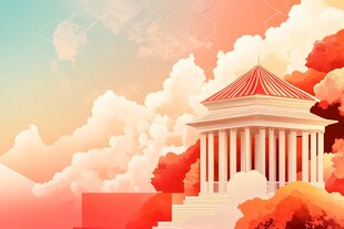 古风建筑映于绚丽云海间