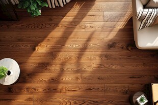 温馨客厅木地板与光影之美