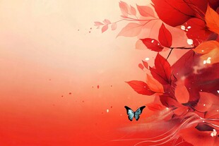 红叶蝶影 浪漫秋日背景