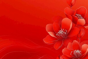 红色花卉背景图