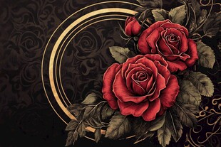 红玫瑰金环装饰复古背景