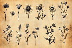 复古风手绘花卉图案集