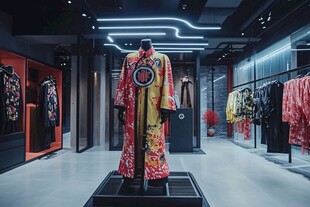 中式华服于时尚展厅展示