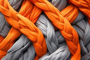 橙灰交织的编织纹理图案