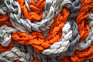 橙灰交织的粗毛线织物