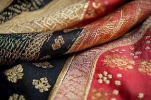 华丽多彩传统刺绣丝绸面料