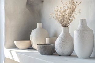 简约素雅陶瓷花瓶与碗具