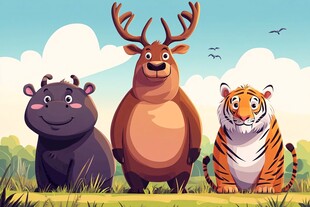 草原上的可爱动物三伙伴