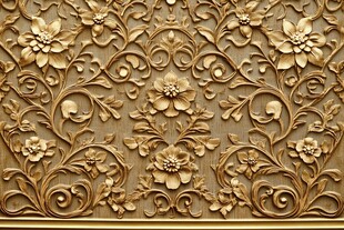 精美金色花卉木雕纹理