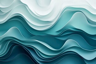 蓝绿渐变波浪抽象背景图