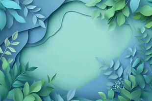 清新绿叶剪纸风背景图