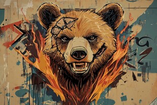 愤怒熊头 火焰与涂鸦艺术