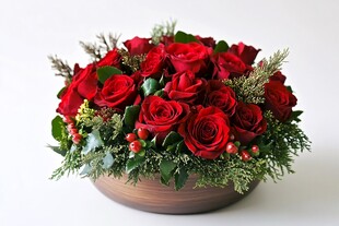 红玫瑰盆栽花饰