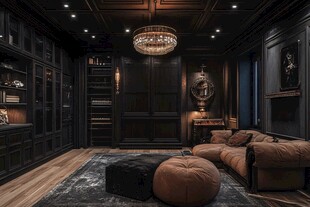 奢华暗黑系客厅室内设计