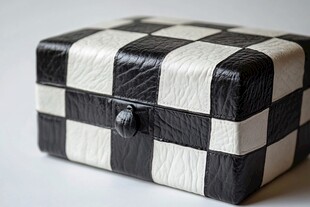 黑白格纹皮革首饰盒