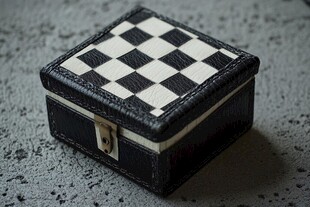 黑白格纹皮质首饰收纳盒