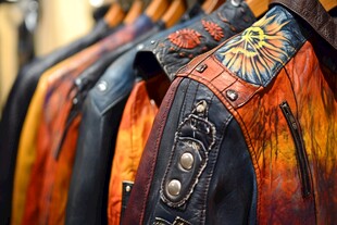 个性印花皮夹克展示