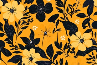 黄黑花卉图案背景设计