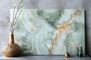 绿纹大理石装饰画与摆件