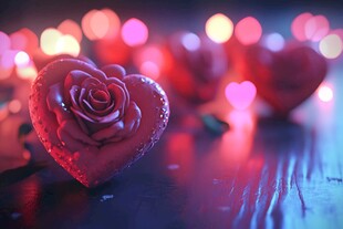 心形玫瑰与梦幻光斑