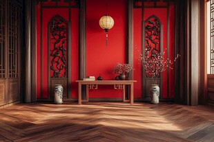 中式红墙典雅室内空间
