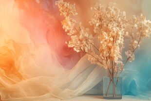 梦幻渐变背景中的雅致花束