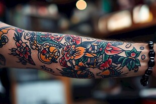 多彩花臂纹身展示