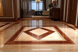 奢华客厅大理石拼花地面