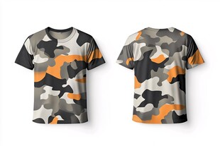 迷彩短袖T恤正反展示