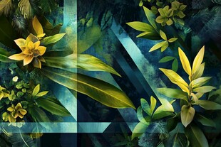 梦幻绿植花卉图案背景