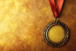 复古风奖牌配红丝带