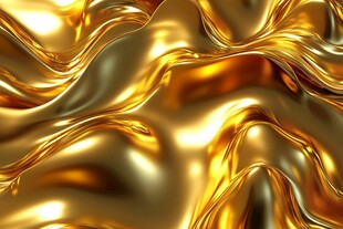 流动的金色质感金属画面
