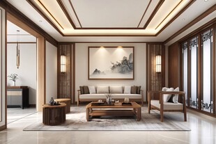 新中式客厅优雅室内设计