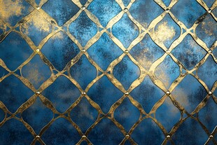 蓝金交织菱形纹理背景图