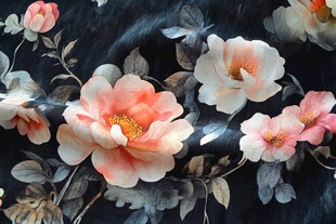 深色底花卉图案布料