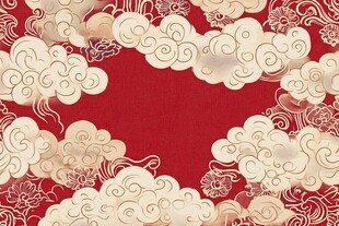 中式红底祥云花纹背景图