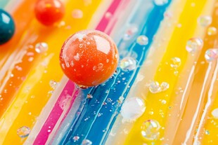 彩色背景上的多彩弹珠