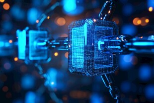 科技感十足的虚拟区块链链条