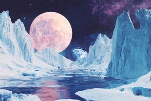 梦幻冰雪星球月夜景观