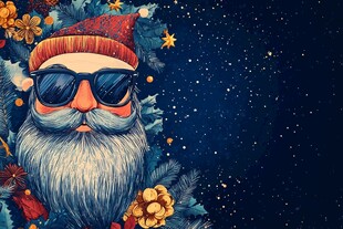 时尚圣诞老人的梦幻星空图