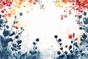 水彩花卉边框背景图