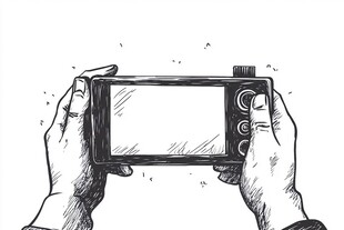 手绘双手持相机画面