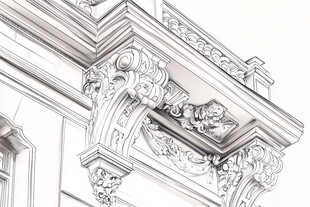 欧式建筑精美檐角线稿