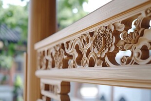 中式木雕栏杆 精致花纹
