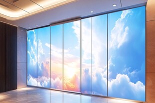 室内巨幅蓝天白云风景屏