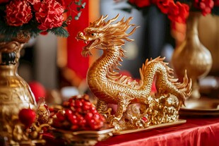 金色祥龙摆件 喜庆氛围浓