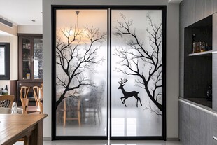 简约风玻璃推拉门室内景致