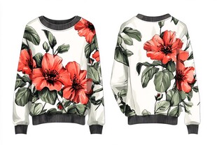 花卉图案长袖卫衣设计图